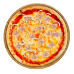 Pizza Thon-Pesto Tomatensauce, Mozzarella, Thunfisch, Pesto Sauce, Oregano