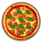 Pizza Italia – Pizza mit Basilikum, Kirschtomaten und Mozzarella